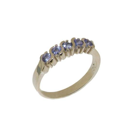 LBG British Made 925 Sterling Silver Natural Tanzanite Womens Eternity Ring - 33 size options