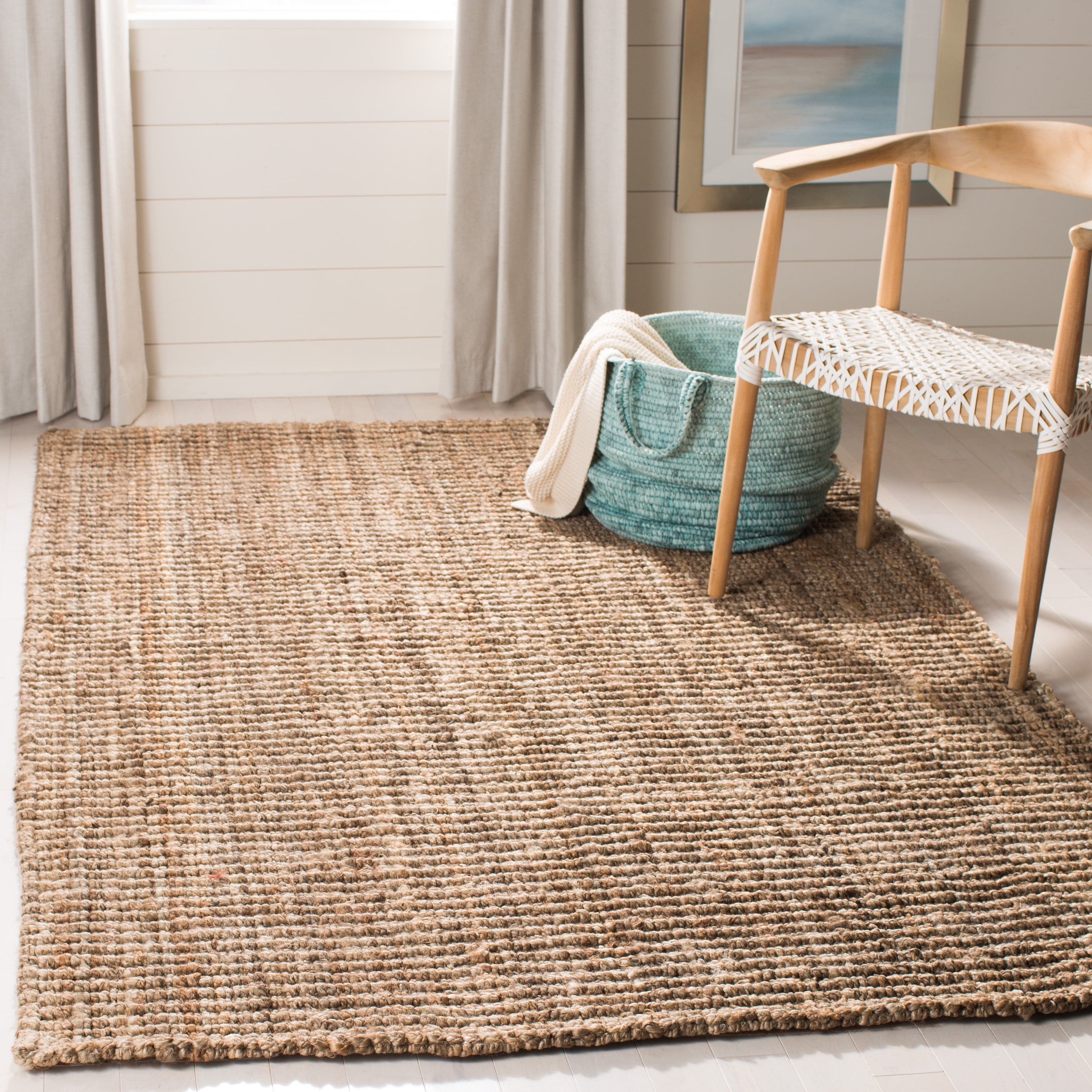 SAFAVIEH Natural Fiber Levi Braided Area Rug, Natural/Grey, 6' x 9