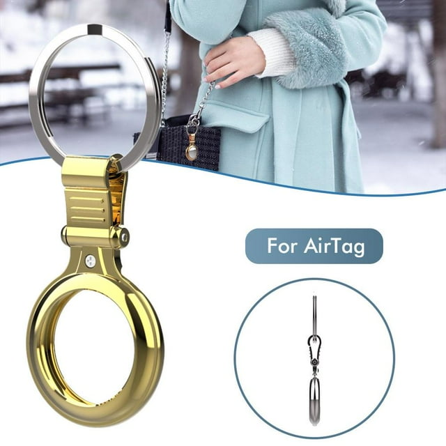 Metal Case with Key Ring Scratch Resistant Portable Protector Case Compatible for AirTags Bluetooth Tracker Protective Skin Cover