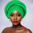 thumbnail image 5 of Women's Headwrap Turban CQXIDFH Beaded Braid Head Wrap Cap, Soft Satin Lined Hair Bonnet, Stylish Ruffle Turban for All Day Comfort, Beret Hat (Green, One Size), 5 of 5