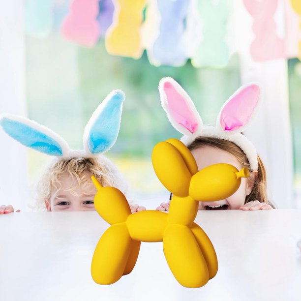 Estilo Nórdico Globo Perro Escultura Resina Animales Forma Decoración Del Hogar (Amarillo)