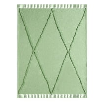 LR Home Green Shag Diamond Lightweight Cotton Throw Blanket, 50" x 60"