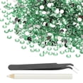 thumbnail image 1 of 1-Set Strass de Resina con Respaldo Plano, Cristales de 3mm en Bulto para Manualidades/Ropa/Decoración de Uñas, Paquete de 50000 con 1 Bolígrafo de Cera y 1 Pinza [Verde Claro], 1 of 6
