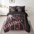 thumbnail image 2 of Sports Bedding King Size 7-Piece Basketball Comforter Set, Neon Glowing Red Bedding Comforter Sets Sport Theme Bed in a Bag, Black Red Bedding Accessories Microfiber (Black Reversible), 2 of 4