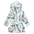thumbnail image 2 of Huowey Kids Bathrobe Cartoon Dinosaur Hooded Fuzzy Soft Cozy Robe Jacket Long Sleeve Thickened Sleepwear For Toddler Winter Warm Comfy Pajamas,Green,2-3 Years, 2 of 3