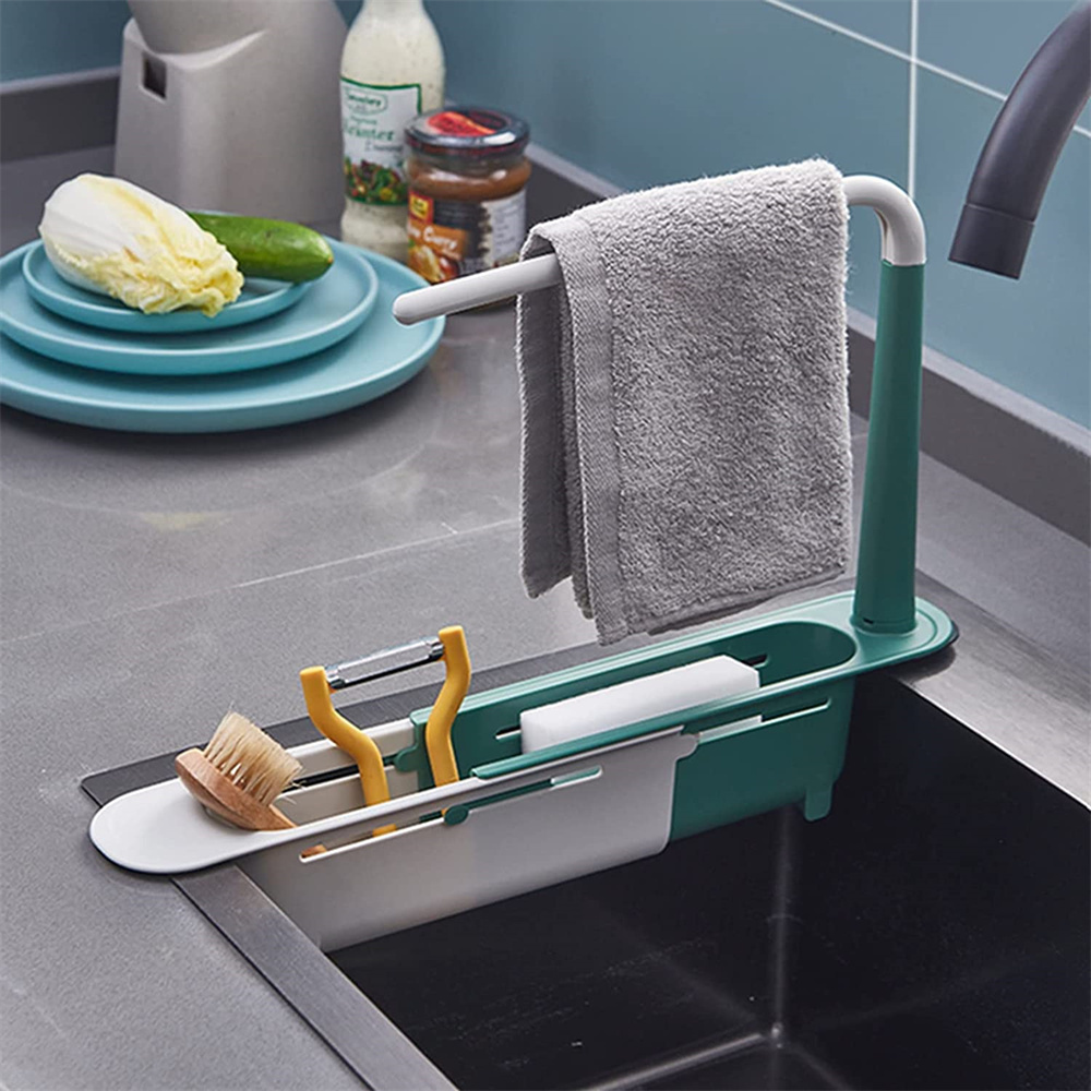Telescopic Sink Holder, Adjustable Drainer Sink Tray Sponge Soap Holder