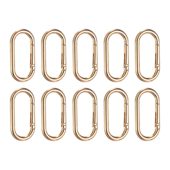 10 Pcs Spring Oval Rings,15.5mm/0.6" ID 40mm/1.6" OD Key Ring Clips for Handbag, Light Gold