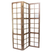 1" x 63" x 84" Brown Wood Mirror Screen