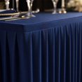 thumbnail image 6 of Navy Blue 4FT Rectangular Tablecloth with Pleated Skirt, Wrinkle Resistant Polyester Table Cover for 120x60x75cm Tables, Elegant Drape for Banquet & Event Decor, 6 of 6