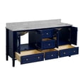 thumbnail image 3 of Olivia 72" Double Bathroom Vanity with Royal Blue Cabinet and Carrara Marble Top, 3 of 6