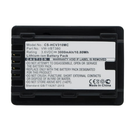 Replacement Battery for Panasonic HC-250EB HC-550EB HC-727EB HC-750EB HC-770EB HC-989 HC-V110 HC-V110GK HC-V110MGK HC-V130 HC-V210 HC-V210GK HC-V210M HC-V210MGK VW-VBT190 3.6V/3000mAh
