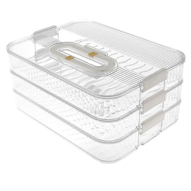 Contenedor de 3 capas para fiambres, para el frigorífico, organizador de tocino, caja de almacenamiento de alimentos para el frigorífico