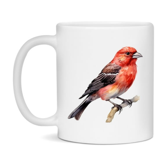 Bird Watching Mug, Red Crossbill Song Bird Mug, 11oz or 15oz White Ceramic Coffee Mug Gift for Bird Watchers
