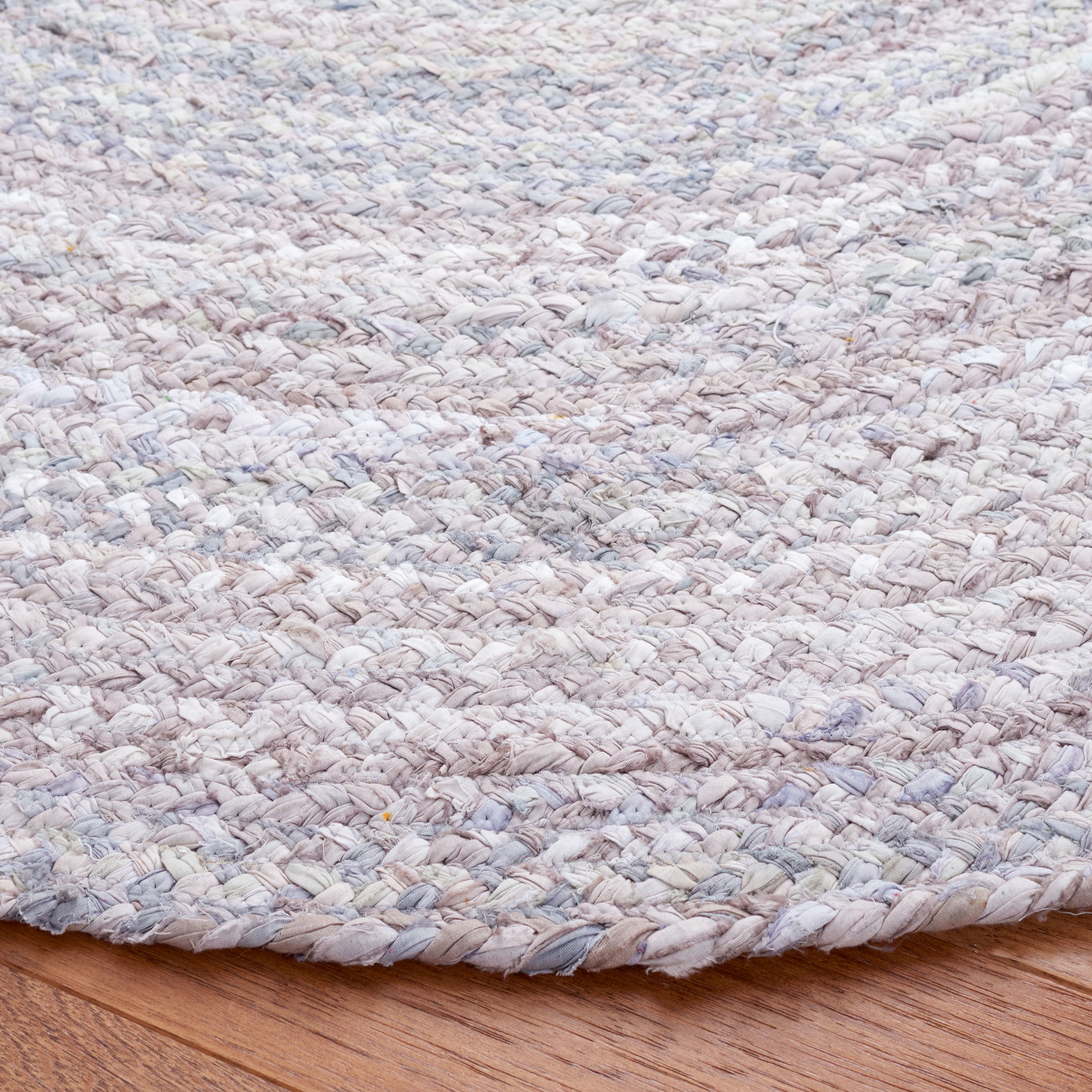 SAFAVIEH Braided Calvin Transitional Cotton Reversible Area Rug, Light Gray, 6' x 6' Round