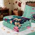 thumbnail image 5 of Manfei Holiday Zipper Queen Comforter Set with Fitted Sheet and 2 Pillowcases Ornament Zipper Bedding Set, Pink White, Xmas Reversible, 5 of 7