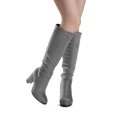 thumbnail image 2 of DREAM PAIRS Women Thigh Knee High Chunky Heel Ladies Almond Toe Zip Winter Boots KARA-3 LIGHT/GREY Size 8, 2 of 6