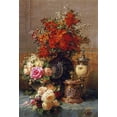thumbnail image 2 of Robie, Jean-Baptiste 18x24 Black Ornate Wood Framed with Double Matting Museum Art Print Titled - Still Life of Roses and Other Flowers, 2 of 4