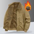 thumbnail image 4 of Ceisia Men's Reversible Sherpa Lined Cotton Trucker Jacket Fleece Collar Loose Fit Multi Pocket Warm Outer Coat Gift, 4 of 5