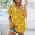 thumbnail image 5 of Button Down Shirt Women Cotton Short Sleeve Blouses V Neck Collared Button Up Summer Beach Tops, 5 of 7