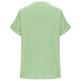 thumbnail image 3 of Striped Tops for Women Button Down Short Sleeve V Neck Shirt Loose Summer Tunic Tops Casual Beach Clothes (L, Green), 3 of 7