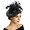 black, variant on Woven Loop Fascinator Hat with Fabric Flower & Fan Feather Spray for Horse Derby Wedding Church Tea Party Formal Headpiece