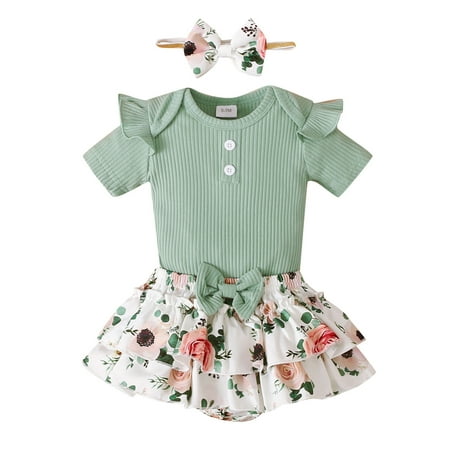 

KmaiSchai Dress And Coat Set For Girls Infants Girls Toddlers Soild Ribbed Shorts Sleeves Tops Skirt Hairband Set Long Sleeve Pajamas Girls New Born Girl Clothes Teen Outfits For Girls Bab