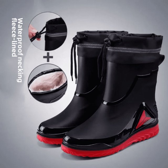 Zapatos de lluvia impermeables para hombre, zapatos de trabajo antideslizantes para exteriores, Botas de lluvia cálidas de algodón con forro polar, calzado de cocina para hombre