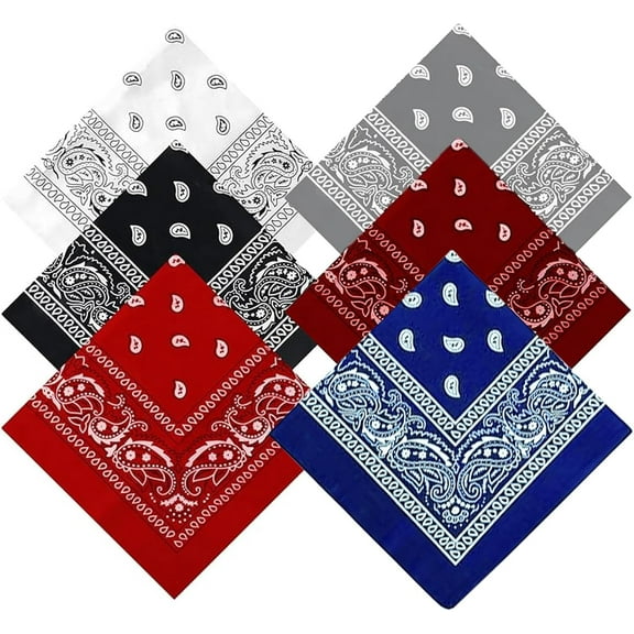 6 Pcs Paisley Bandana Set, Multifunction Head Scarf, Unisex Headband, Polyester Cowboy Bandana For Mens, Womens, Party, Headwear (6 Colours）