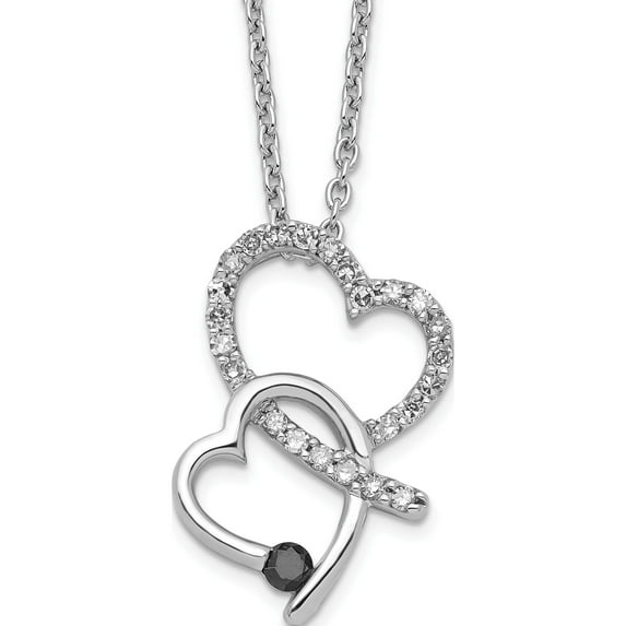 Sterling Silver Ss Rh Plated White Night Black & Diamond Pendant Necklace (18 X 13) Made In India qp3755