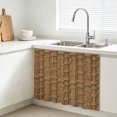 thumbnail image 3 of Vintage Rattan Small Cabinet Curtains 10"W x 11"L, Minimalist Abstract Wicker Texture Brown Sink Skirt Dust-Proof Short Curtain for Bathroom Vanity Storage Cubby Desk, Self Adhesive Privacy Drapes, 3 of 9