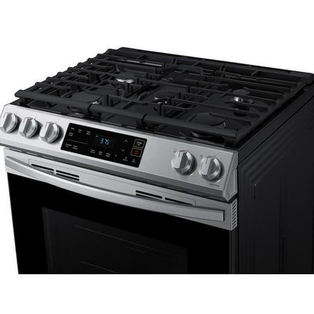 Samsung - 6.0 cu. ft. Front Control Slide-in Gas Range with Wi-Fi, Fingerprint Resistant - Stainless Steel