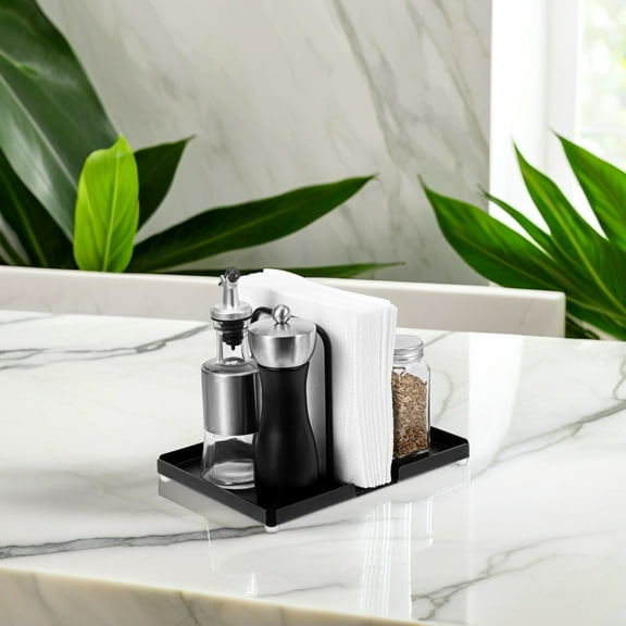 OATIPHO Napkin Holders for Kitchen Storage Rack Rectangular Black 1Set for Cooking Enthusiasts