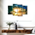 thumbnail image 3 of Elephant Stock Sunset Ocean Wave Wall Art - Horizontal Multi Panel Canvas - Living Room Wall Decor - Beach Multi Panel - Blue And Teal Decor - 36" x 22", 3 of 8