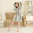 thumbnail image 3 of FORMRS Niños Bathrobe Unisex Hooded Robe Soft Plush Pajamas Sleepwear, Size 2-3T, Red Floral Pattern, 3 of 7