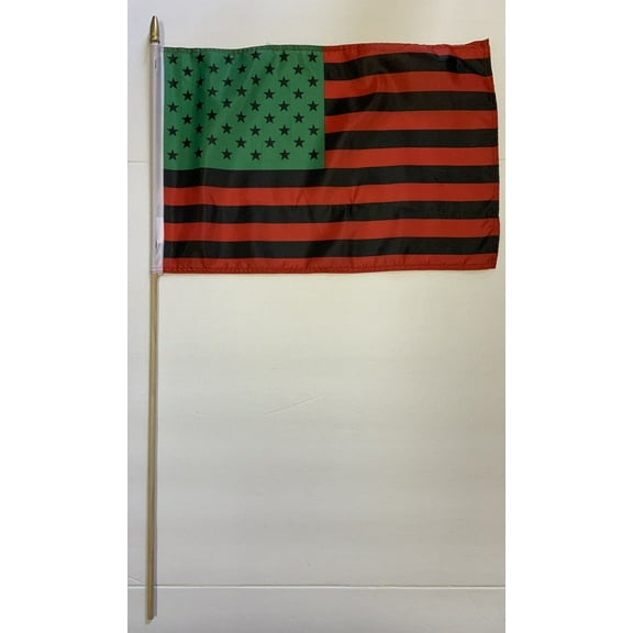 12 Afro American 12"X18" Stick Flags - Rough Tex® 68D Nylon
