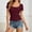 RD2, variant on Women's Short Sleeve Lace Tops 2026 Summer Ribbed Scoop Neck Button T Shirts Going Out Slim Fashion Clothes Summer Tops(RD2,M)