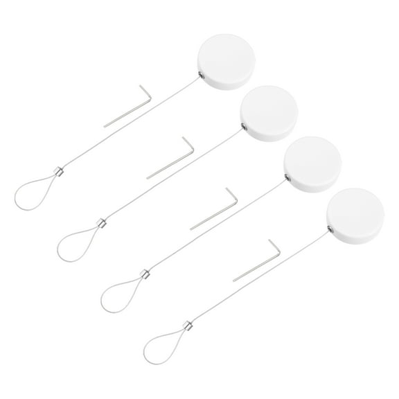 Uxcell 3.3ft Retractable Cable Lock with Latch Remote Control Security Lock with Adjustable Cord Tether Anti Theft for Laptop, TV, 150 G, White, 4 Pack