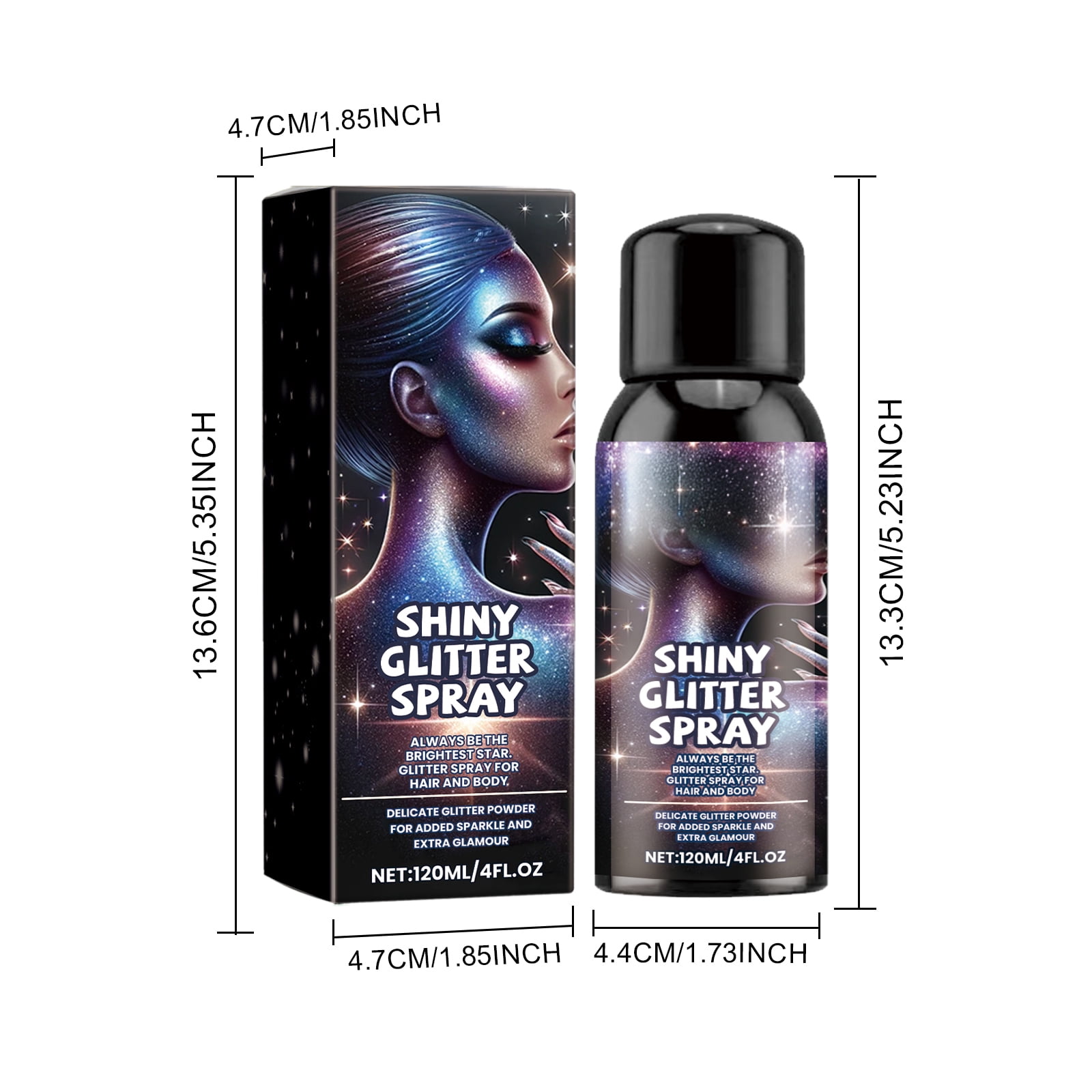 Alvantor Highlight Brightening Glitter Spray for Hair and Body, 4 fl.oz Shimmer Makeup Highlighter Powder
