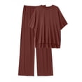 thumbnail image 2 of MINTREUS Lounge Sets for Women Knit Short Sleeve Tops and Long Pants Soft Comfy Pajamas Set Oversized 2 Piece Outfits S-4X, 2 of 8