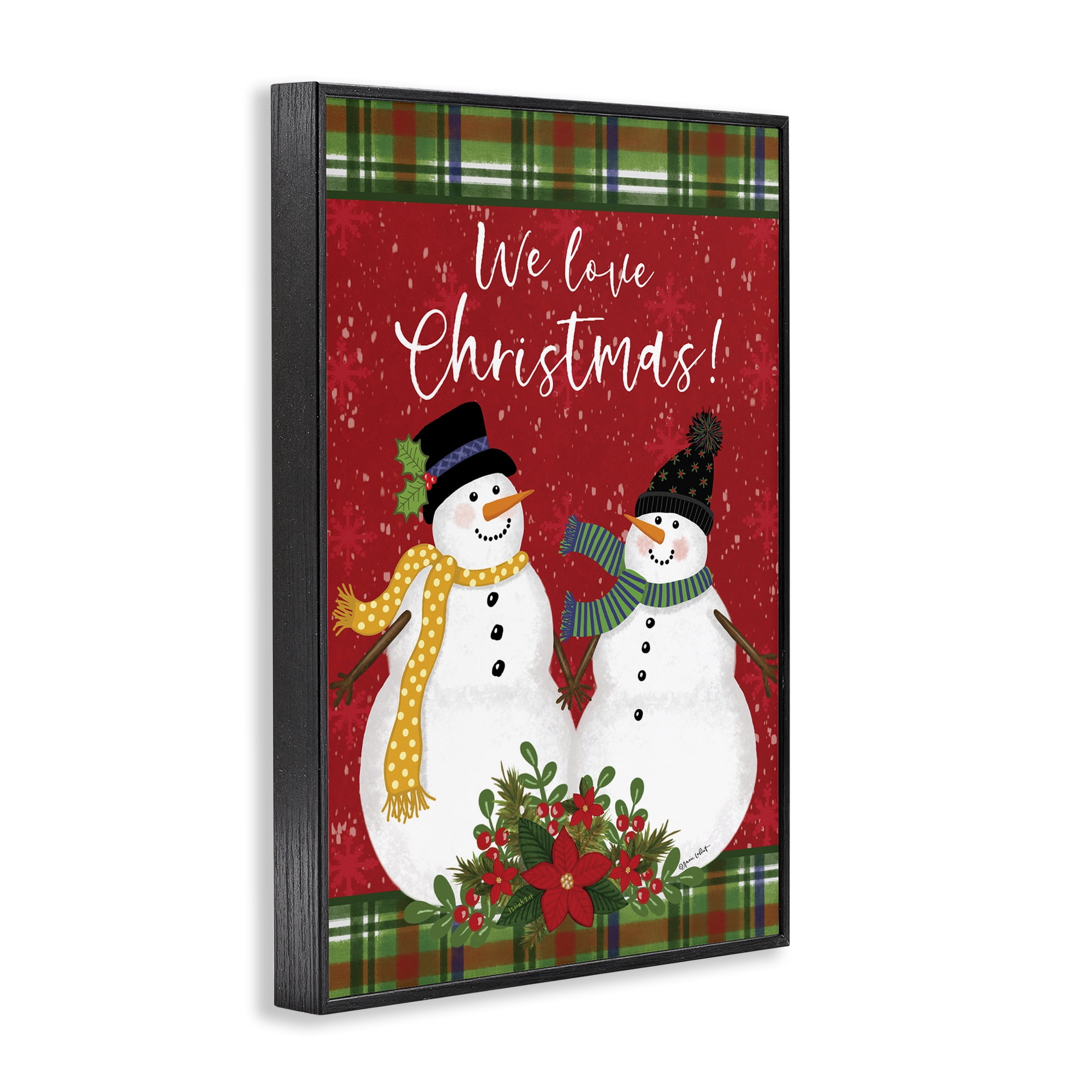Stupell Industries We Love Christmas Holiday Painting Black Framed Art Print Wall Art, 20 x 30