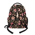 thumbnail image 2 of SCRAWLGOD Hedgehog Floral Print Black 17 inch Backpacks with Adjustable Padded Straps 600D Polyester Lightweight Spacious Daypack School Backpacks for Girls, Boys, 2 of 7