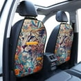 thumbnail image 3 of Fuzoiu Vibrant Leopard In Flowers Print 2 Pack Kick Mat Back Seat Protector With 3 Storage Pockets, Universal Car Seat Back Organizer For Kids Pets, Waterproof Backseat Protector For Most Car, 3 of 8
