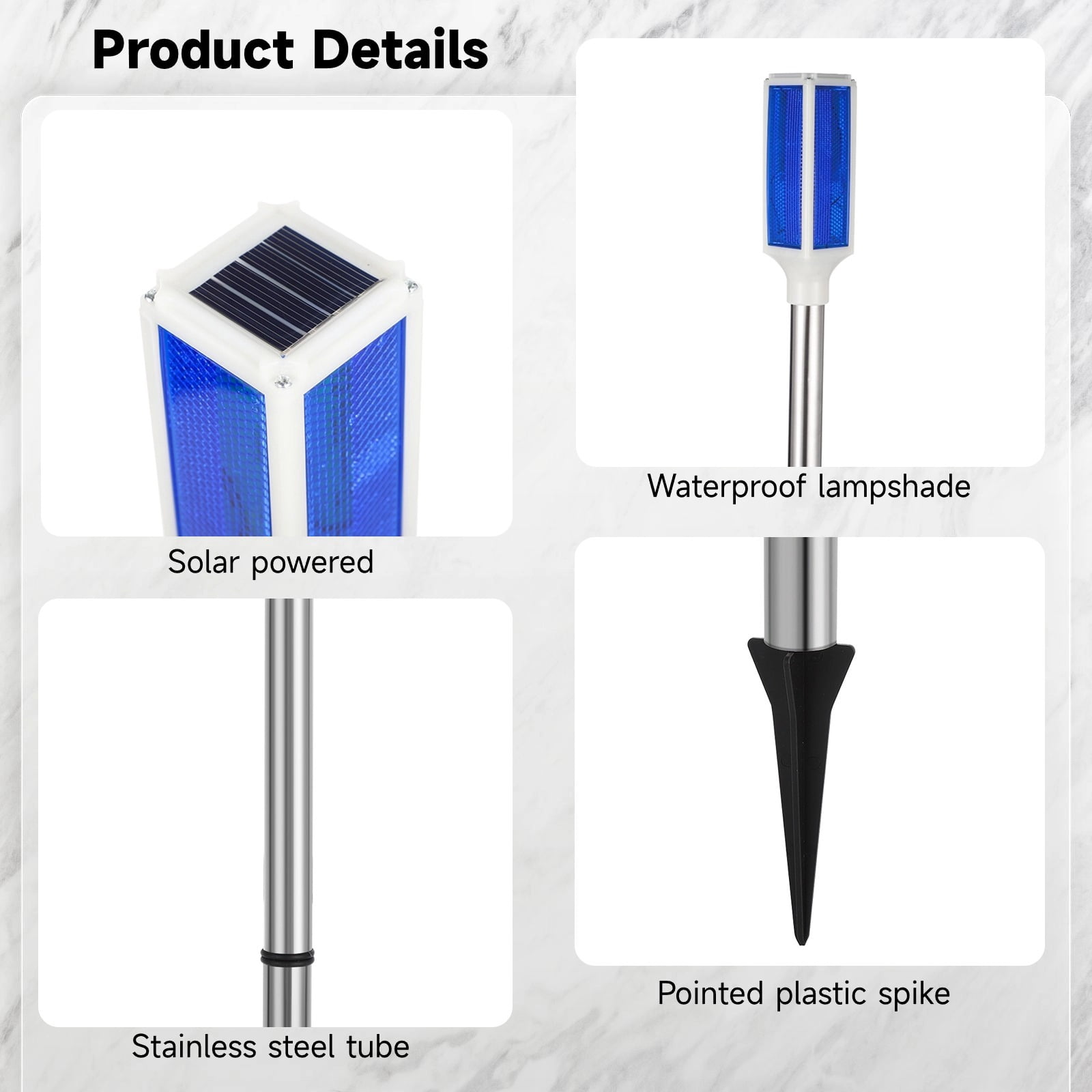 5PCS Solar Powered Driveway Markers, Solar Warming Landscape Lights, Blue Solar Outdoor Driveway Lights, Landscape Driveway Reflectors on Poles for Snow Road Yard