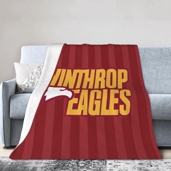 Winthrop A University Logo Fleece Blanket, Very Soft Microfiber Flannel Blanket for Couch Warm and Cozy for All Seasons