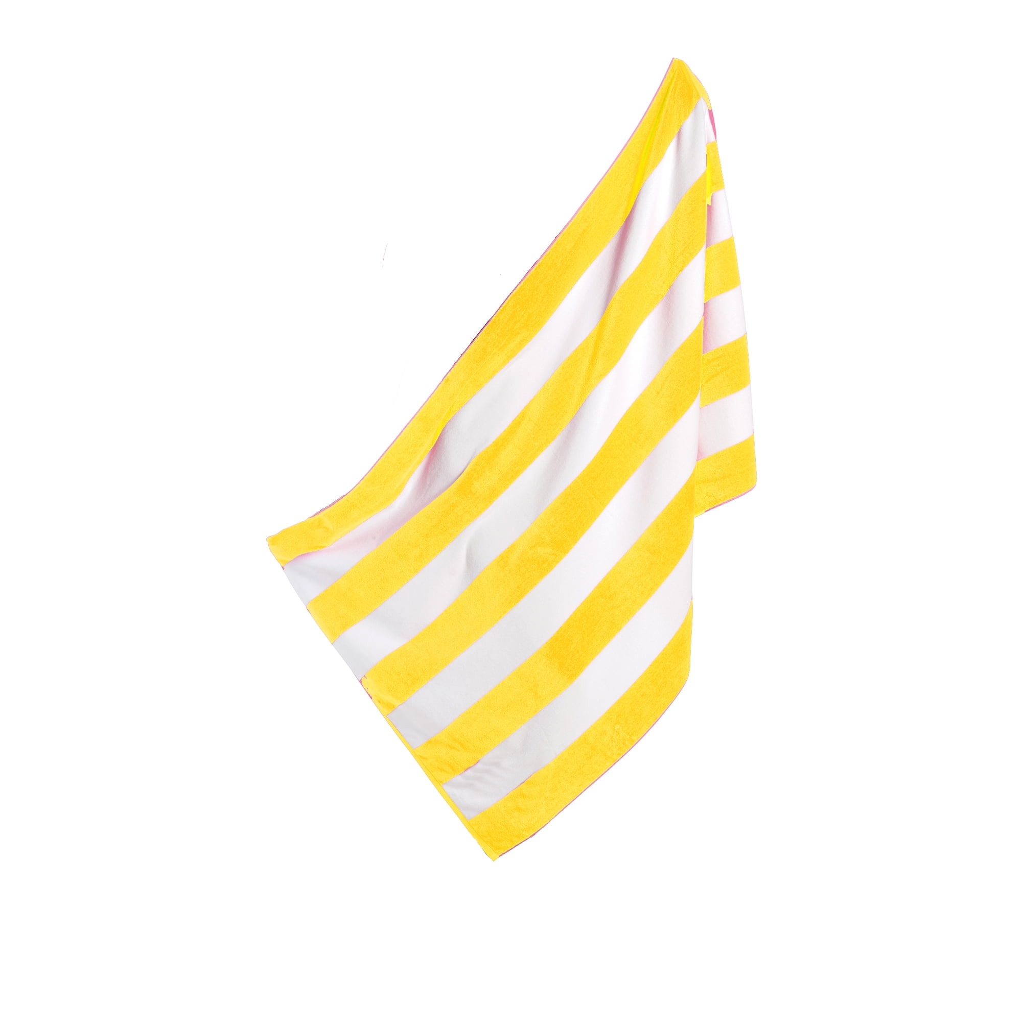 BY LORA Terry Cabana Beach Towels, Yellow White Color, Set of 4
