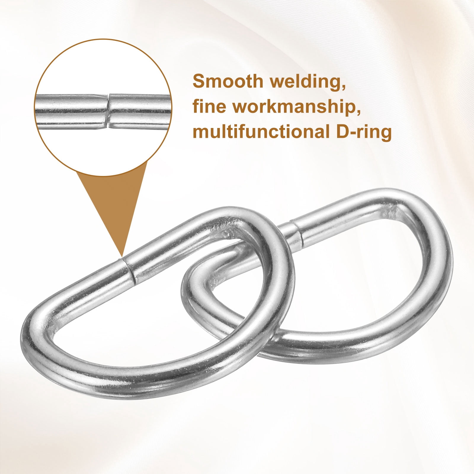 Uxcell 100pcs D Ring 1" (25mm) Metal Electroplate D-Shape Buckle Clips, Silver