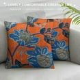 thumbnail image 3 of Creowell Throw Pillow Cover Floral Orange Canvas Coastal Flowers Decorative Couch Sofa Pillowcase Grey/Ivory/Blue/Brown, Orange, 3 of 5