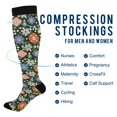 thumbnail image 2 of FORMRS Womens Knee High Socks Casual Long Thick Travel Daily Wear, 2 Pairs, Blue Geometric Flowers, 2 of 6