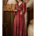 thumbnail image 4 of Defitshape Women's Sexy Velvet Vintage Nightgown Soft Pjs Warm Winter Long Lace Sleeping Spring Thick Loungewear Pink Large, 4 of 4