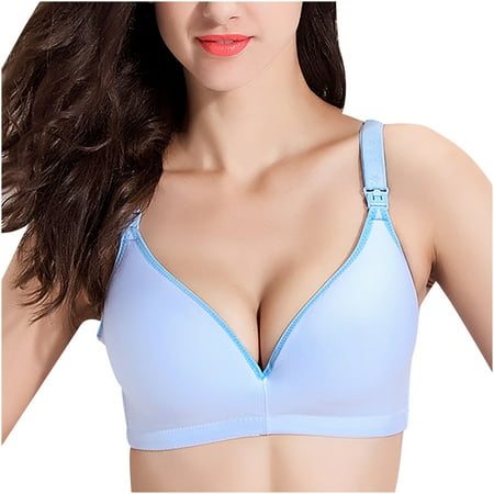 

Seamless Underwear For Women Feeding Nursing Pregnant Maternity Bra One Piece Breastfeeding Maternity One Piece Push Up Thin Mould Cup Nursing Bra Blue XXXXL 90B